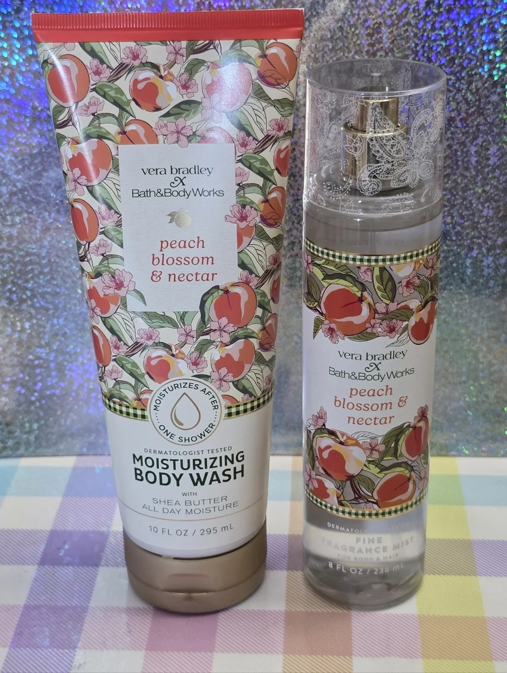 Bath Body Works Vera Bradley Peach Blossom Nectar Body Wash & Mist Set New RARE